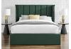 4ft6 Double Tall Wing Back Polar Ottoman Green Velvet Velour Bed Frame 3